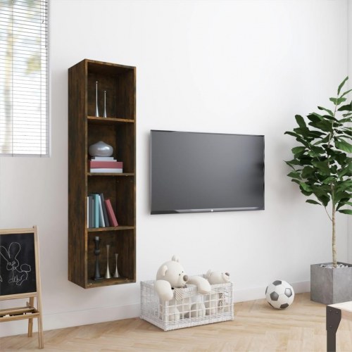 Bogreol / tv-skab 143×30×36 cm i konstrueret træ - røget egetræsfarve