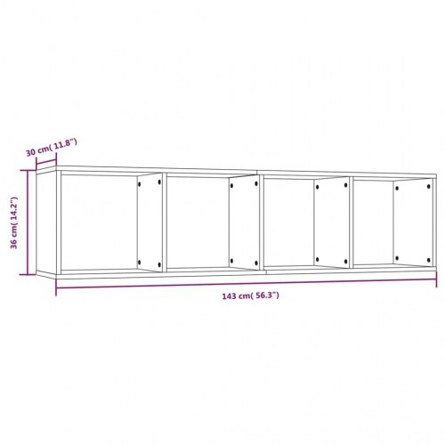Bogreol / tv-skab 143×30×36 cm i konstrueret træ - røget egetræsfarve