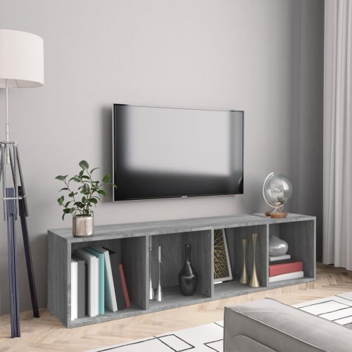 Bogreol/tv-bord 143×30×36 cm i konstrueret træ - grå sonoma-eg