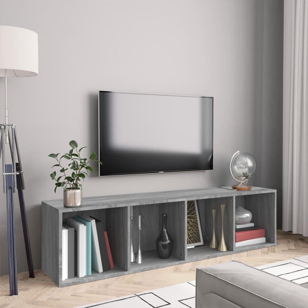 Bogreol/tv-bord 143x30x36 cm konstrueret træ grå sonoma-eg