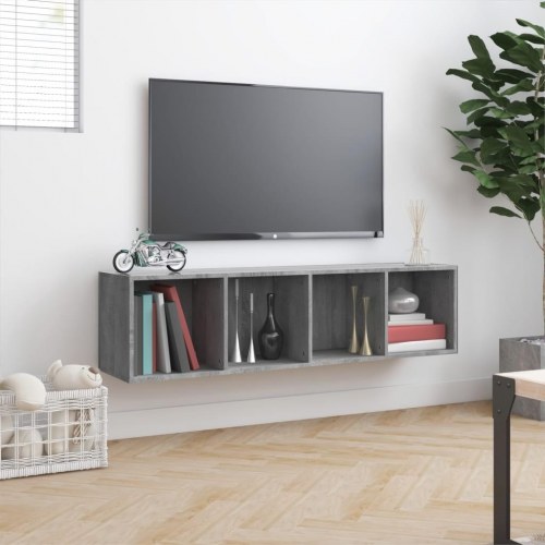 Bogreol/tv-bord 143×30×36 cm i konstrueret træ - grå sonoma-eg