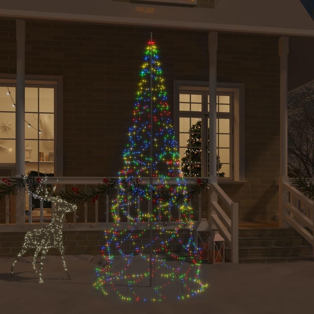 Juletræ til flagstang 500 LED'er 300 cm farverigt lys
