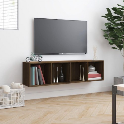 Bogreol/tv-skab 143×30×36 cm i konstrueret træ - brun egetræ