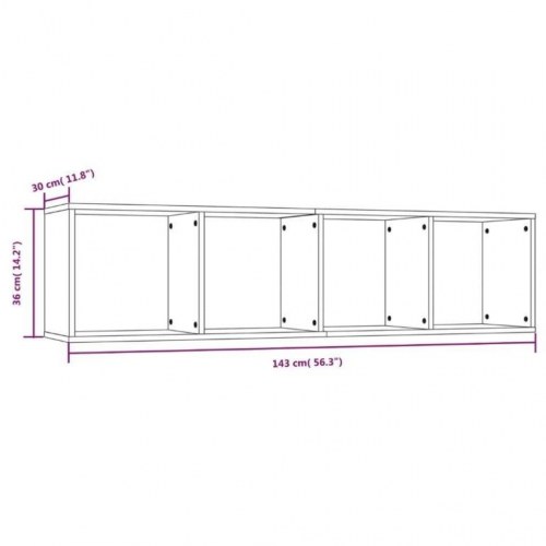Bogreol/tv-skab 143×30×36 cm i konstrueret træ - brun egetræ