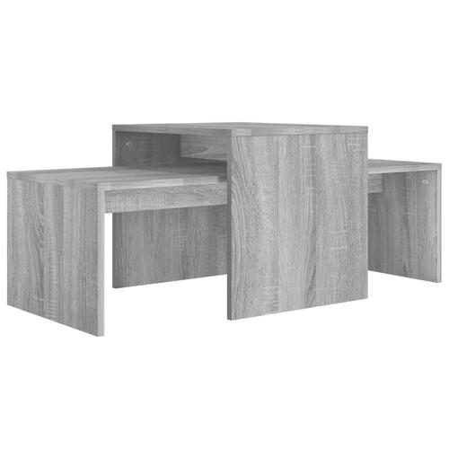 Sofabordssæt 100x48x40 cm konstrueret træ grå sonoma-eg
