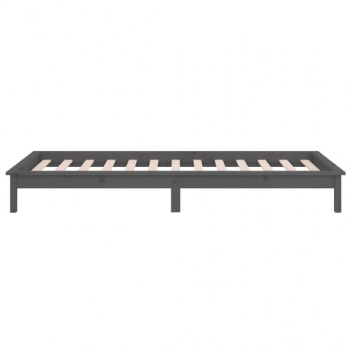 Sengeramme i massivt træ med LED-lys 75×190 cm - grå (Small Single)