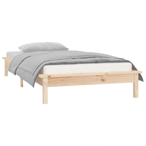 Sengeramme med LED 90x190 cm - single i massivt fyrretræ