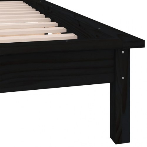Sengeramme i massivt fyrretræ med RGB LED-lys - 90×190 cm, sort