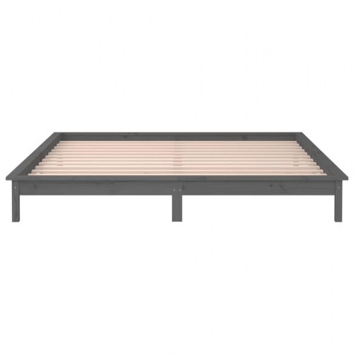 Sengeramme med LED-lys 120×190 cm - massivt fyrretræ, grå