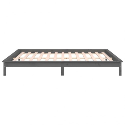 Sengeramme med LED-lys 120×190 cm - massivt fyrretræ, grå