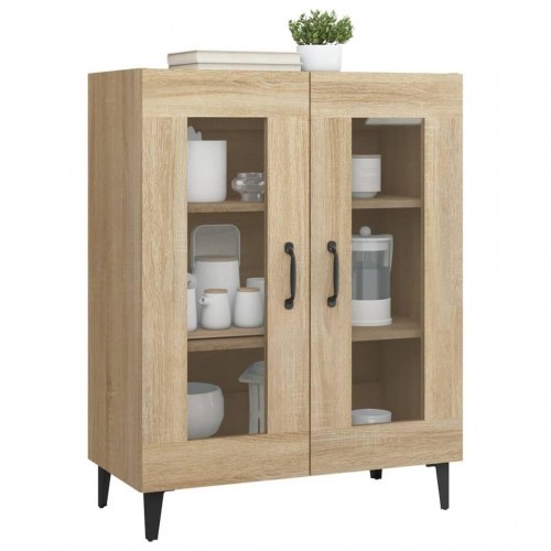 Skænk med glaslåger 69,5×34×90 cm - konstrueret træ i sonoma-eg