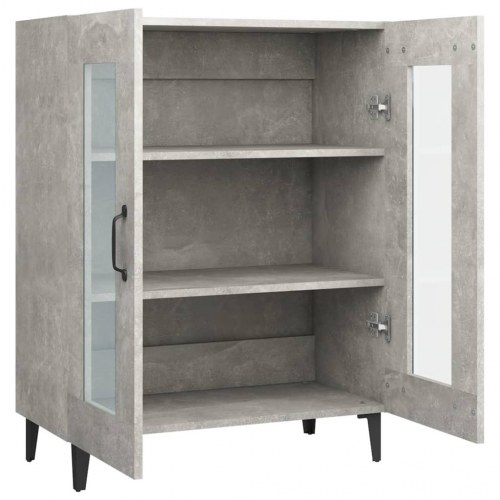 Skænk med glaslåger 69,5×34×90 cm - betongrå konstrueret træ