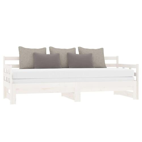 Daybed med udtræk 2x(90x200) cm massivt fyrretræ hvid