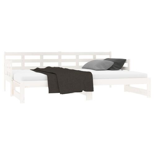 Daybed med udtræk 2x(90x200) cm massivt fyrretræ hvid