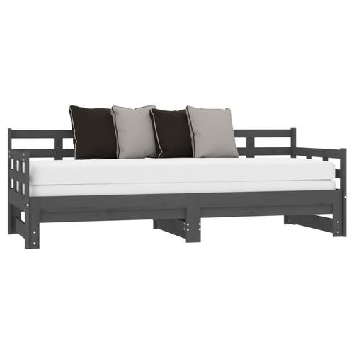 Daybed med udtræk 2x(80x200) cm massivt fyrretræ grå