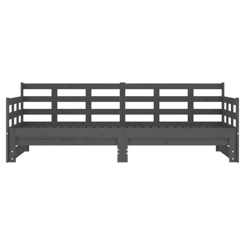 Daybed med udtræk 2x(80x200) cm massivt fyrretræ grå