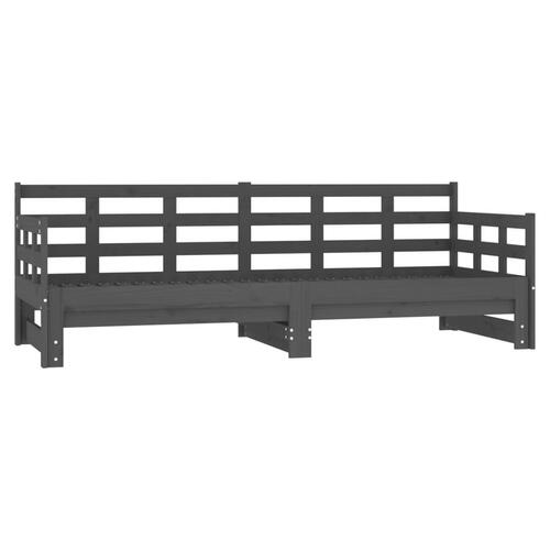 Daybed med udtræk 2x(90x190) cm massivt fyrretræ grå