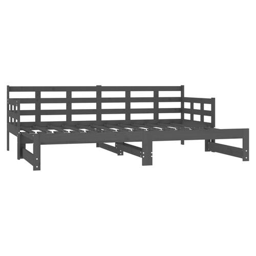 Daybed med udtræk 2x(90x190) cm massivt fyrretræ grå