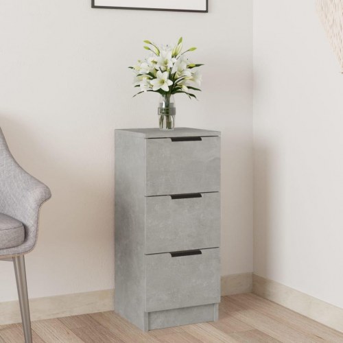 Skænk 30×30×70 cm i konstrueret træ - betongrå, 3 skuffer