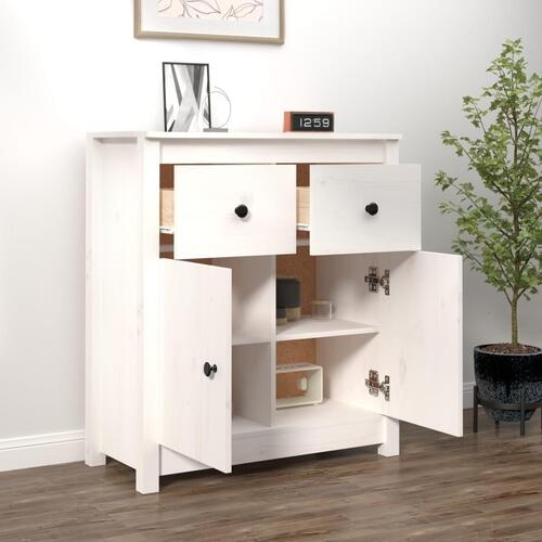 Skænk 70x35x80 cm massivt fyrretræ hvid