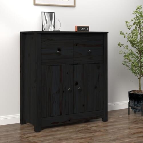 Skænk 70x35x80 cm massivt fyrretræ sort