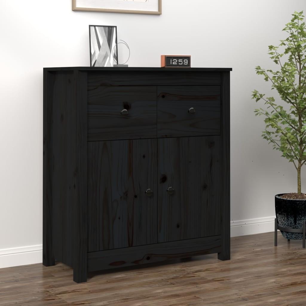 Skænk 70x35x80 cm massivt fyrretræ sort
