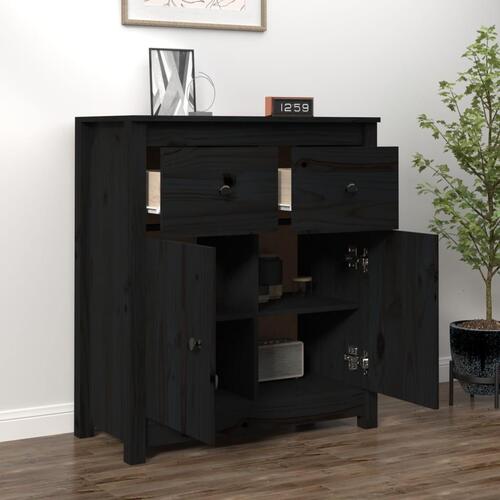 Skænk 70x35x80 cm massivt fyrretræ sort