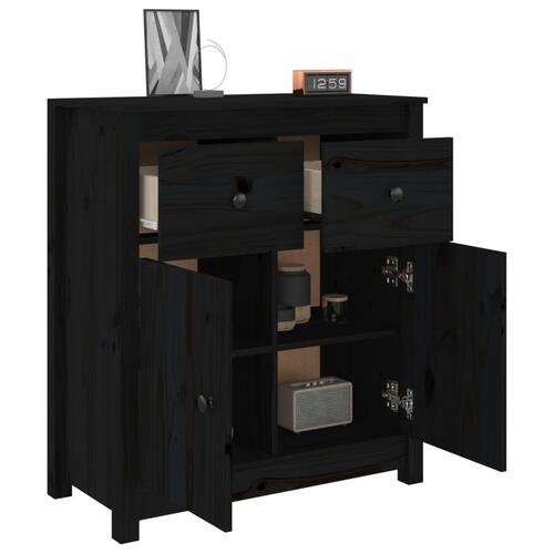 Skænk 70x35x80 cm massivt fyrretræ sort