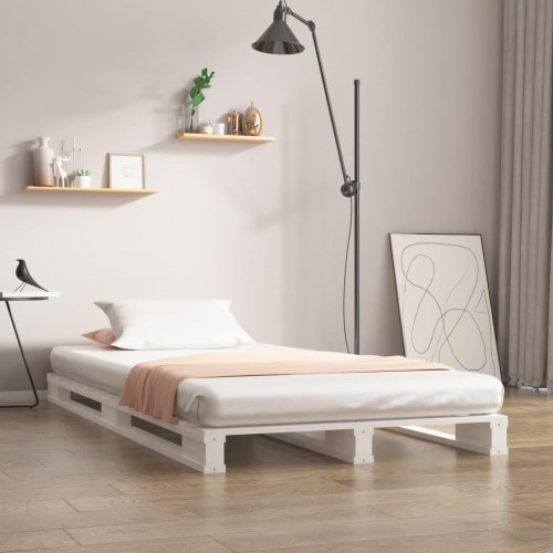 Palleseng 75×190 cm Small Single i massivt fyrretræ - hvid