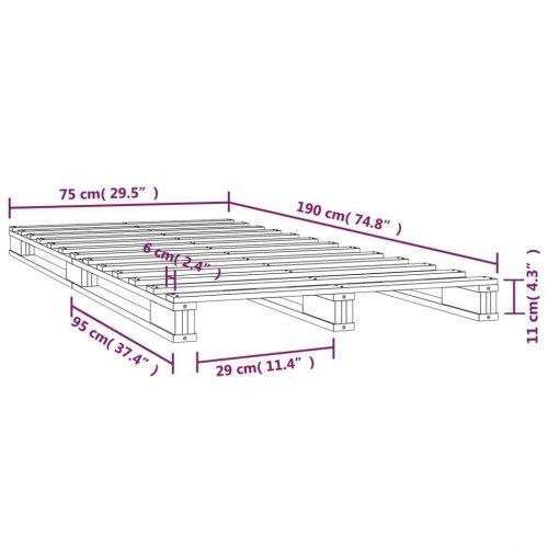 Palleseng 75×190 cm Small Single i massivt fyrretræ - hvid