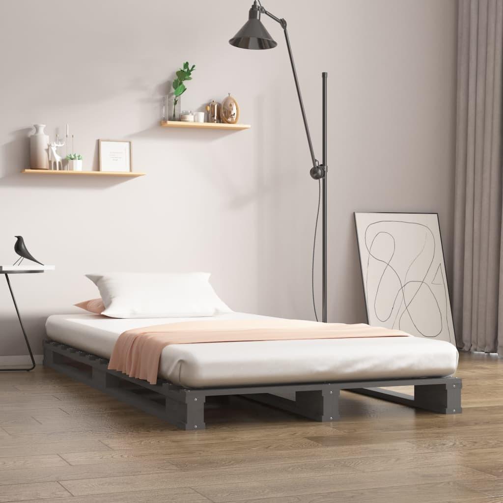 Palleseng 100×200 cm massivt fyrretræ grå