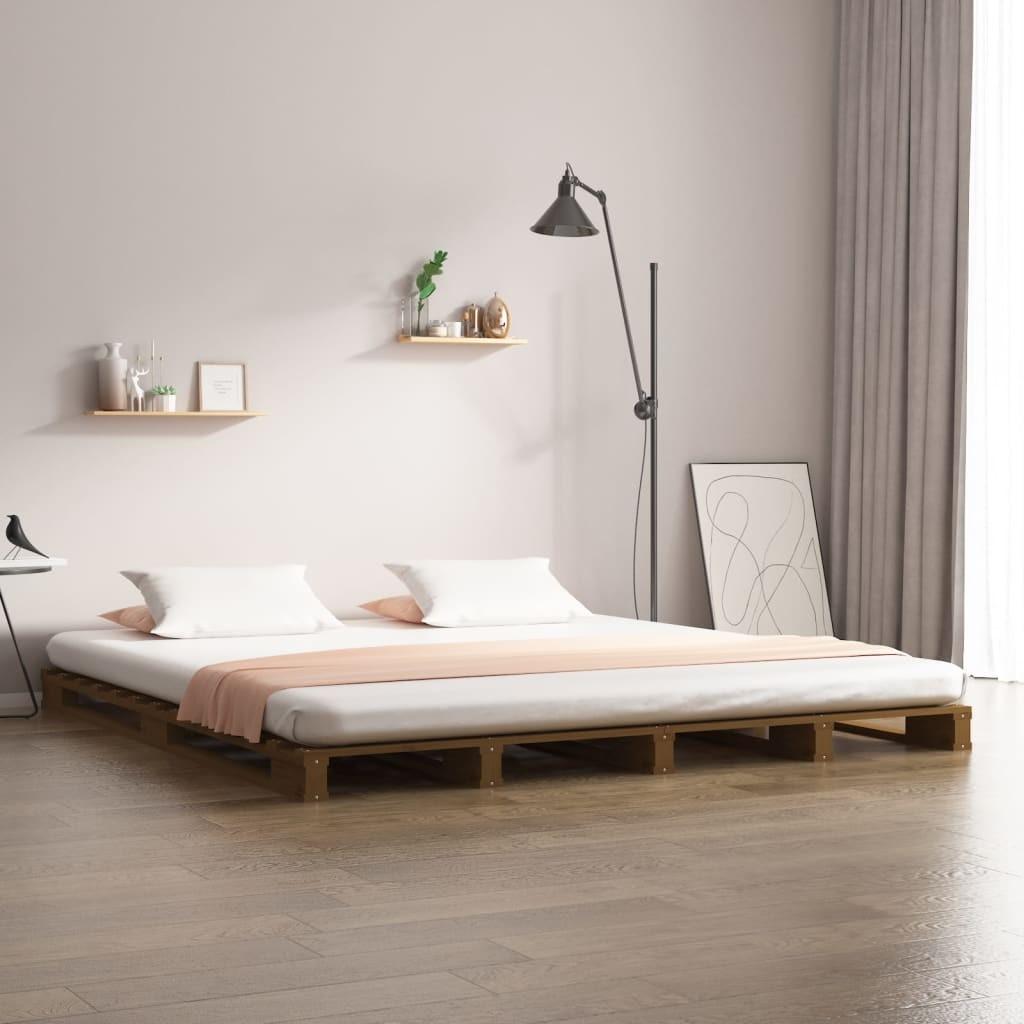 Palleseng 120×200 cm massivt fyrretræ gyldenbrun