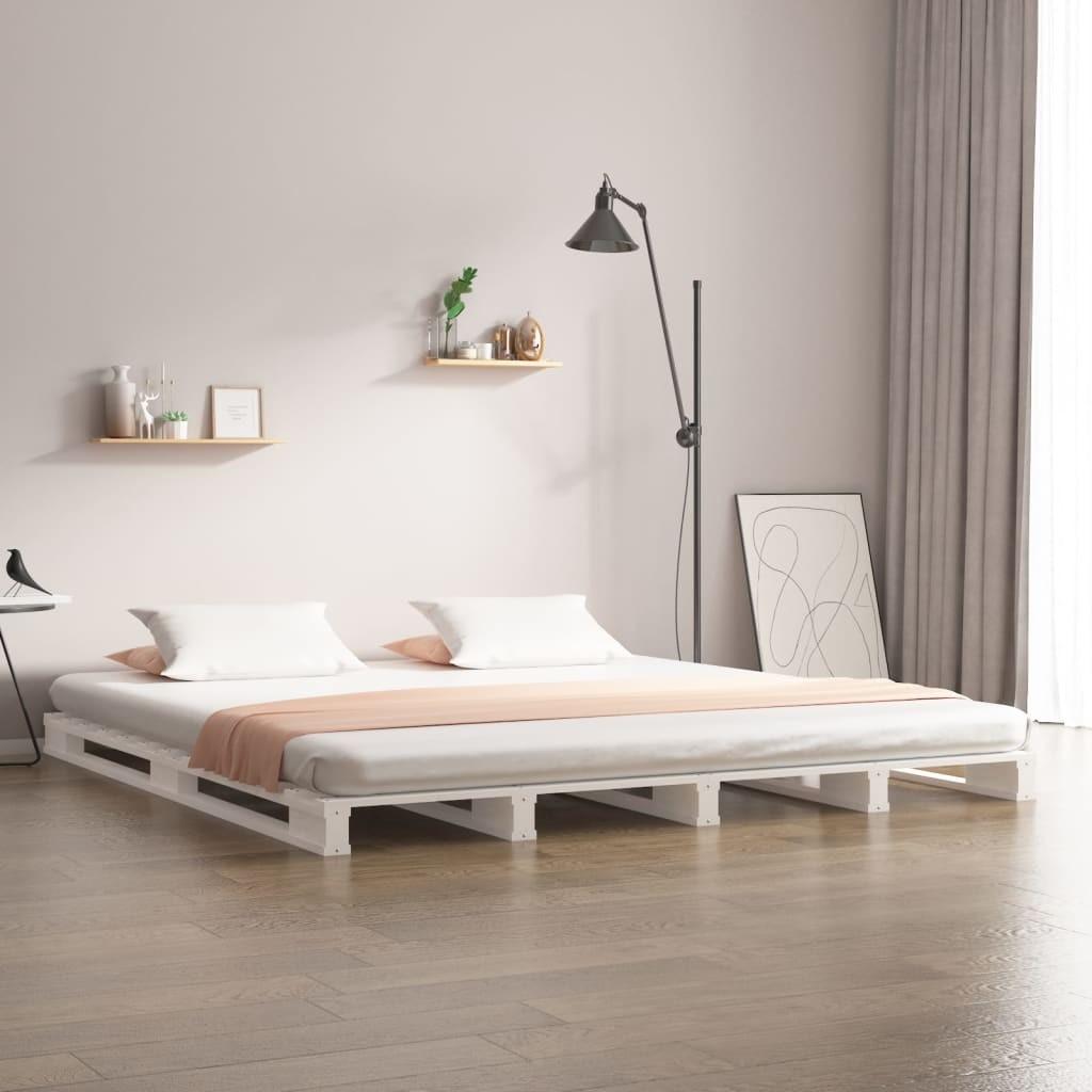 Palleseng 150×200 cm kingsize massivt fyrretræ hvid