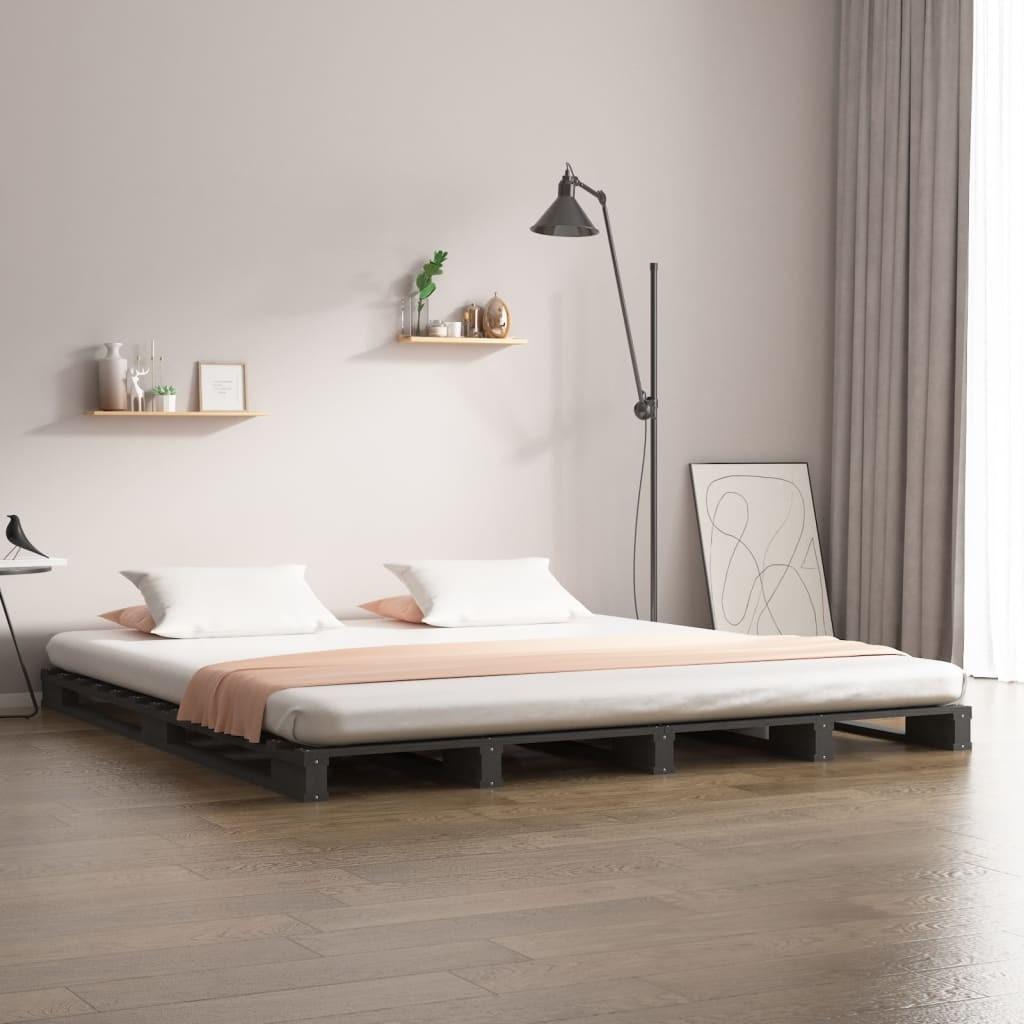 Palleseng 150×200 cm kingsize massivt fyrretræ grå