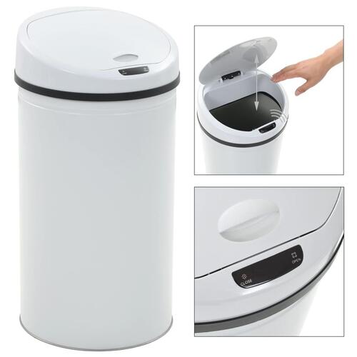 Skraldespand med sensor 42 l hvid