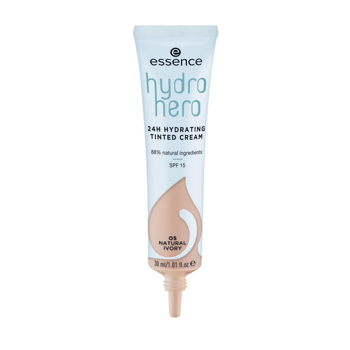 Fugtighedscreme med Farve Essence Hydro Hero 05-natural ivory SPF pf 15 (30 ml)