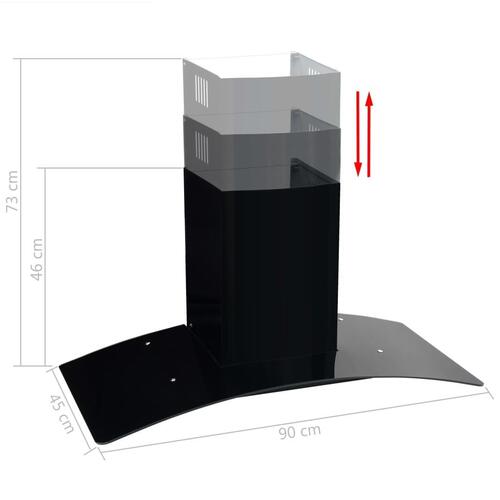 Vægmonteret emhætte rustfrit stål 756 m³/t. 90 cm sort