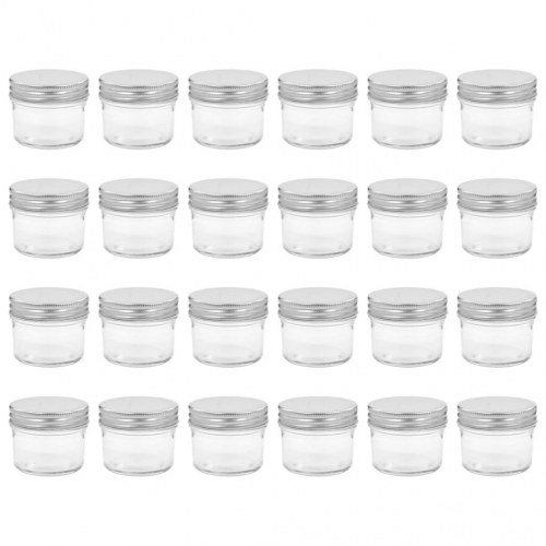 Syltetøjsglas 24 stk. med sølvfarvet låg 110 ml