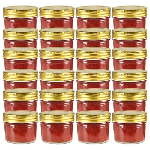 Syltetøjsglas 24 stk. med guldfarvet låg 110 ml