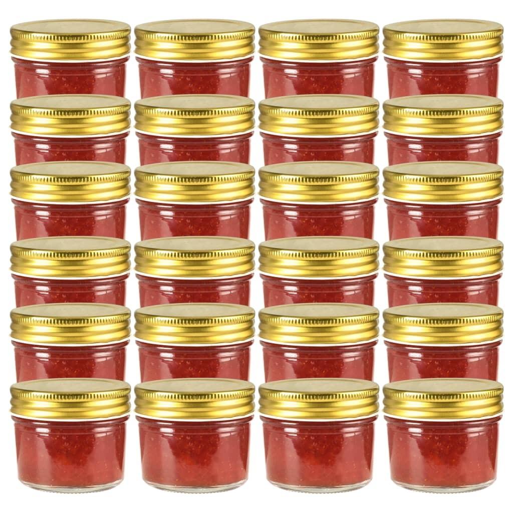 Syltetøjsglas 24 stk. med guldfarvet låg 110 ml