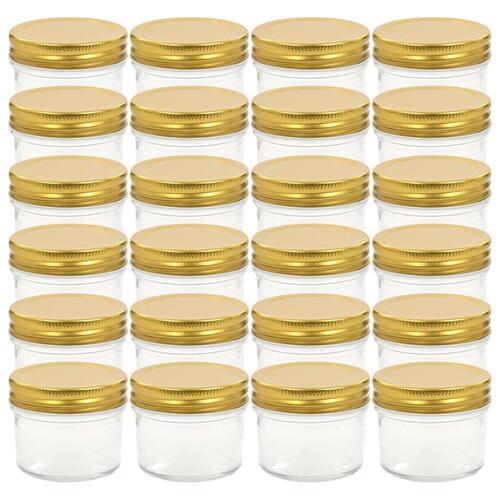 Syltetøjsglas 24 stk. med guldfarvet låg 110 ml