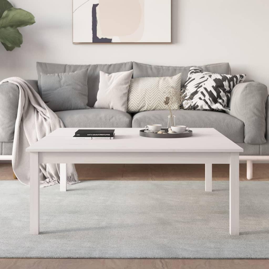 Sofabord 100x100x40 cm massivt fyrretræ hvid