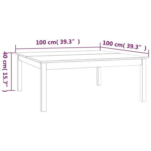Sofabord 100x100x40 cm massivt fyrretræ grå