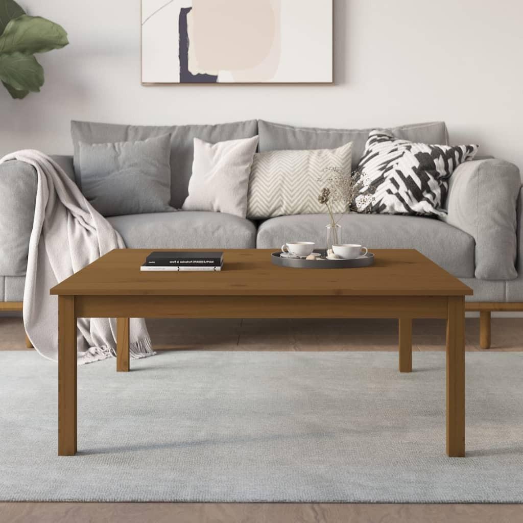 Sofabord 100x100x40 cm massivt fyrretræ gyldenbrun