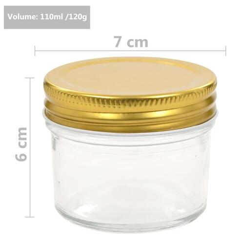 Syltetøjsglas 24 stk. med guldfarvet låg 110 ml
