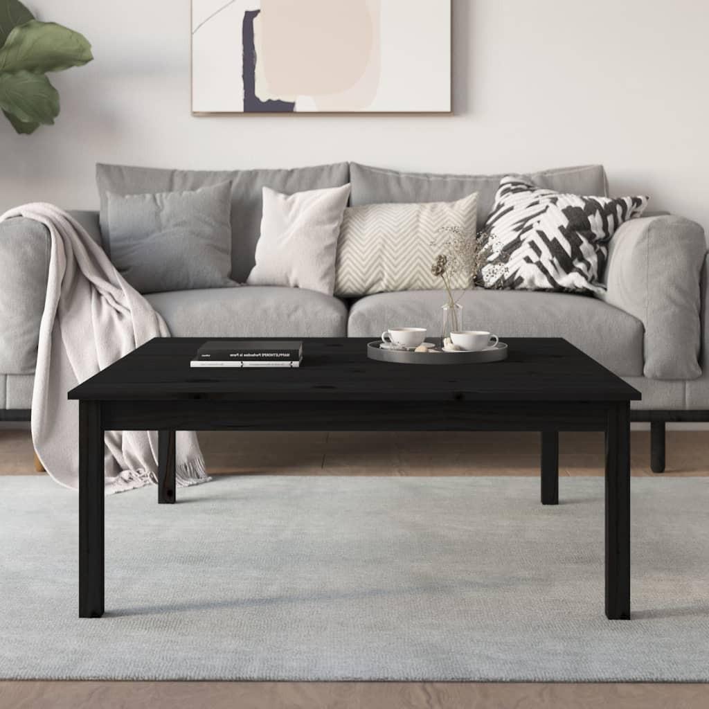Sofabord 100x100x40 cm massivt fyrretræ sort