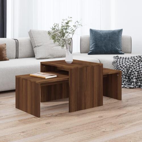 Sofabordssæt 100x48x40 cm konstrueret træ brun egetræsfarve