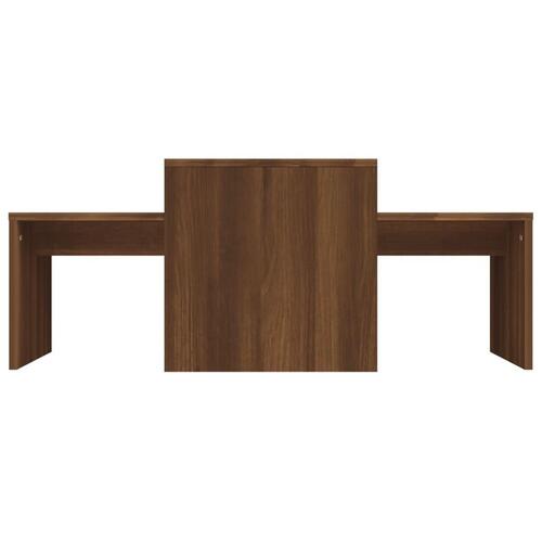 Sofabordssæt 100x48x40 cm konstrueret træ brun egetræsfarve
