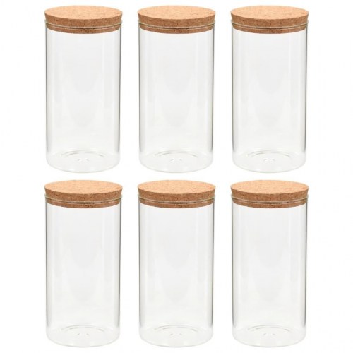 Opbevaringsglas med korklåg - 6 stk. 1,4 l, transparent