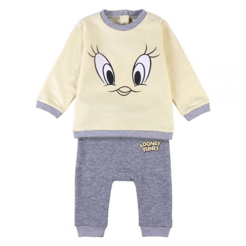 Looney Tunes træningsdragt til baby - gul/grå, 1 måned, 100% bomuld
